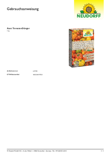 Azet Tomaattilannoite Gebrauchsanweisung