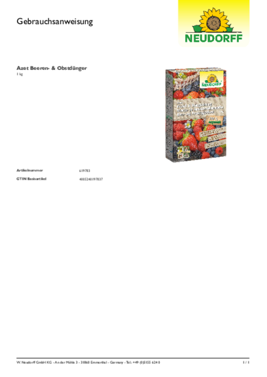 Azet Marja- ja hedelmälannoite Gebrauchsanweisung