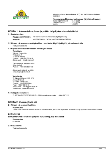 Neudomon Omenamatoansa Sicherheitsdatenblatt 2024-11 fi-FI