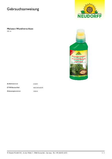 Malusan Haavanhoitoaine Gebrauchsanweisung