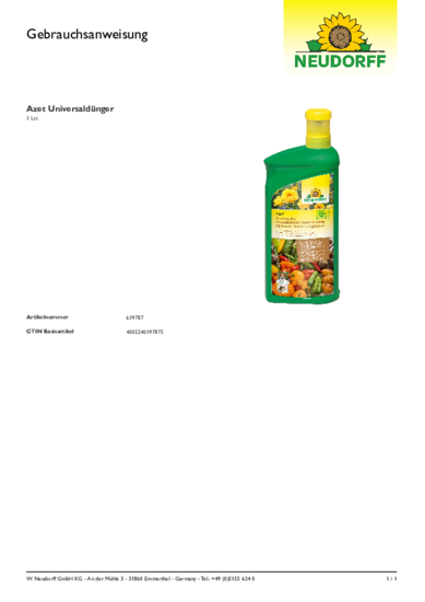 Azet Yleislannoite nestemäinen Gebrauchsanweisung